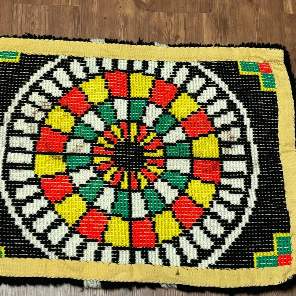 Vintage Colorful Geometric Pattern Rug